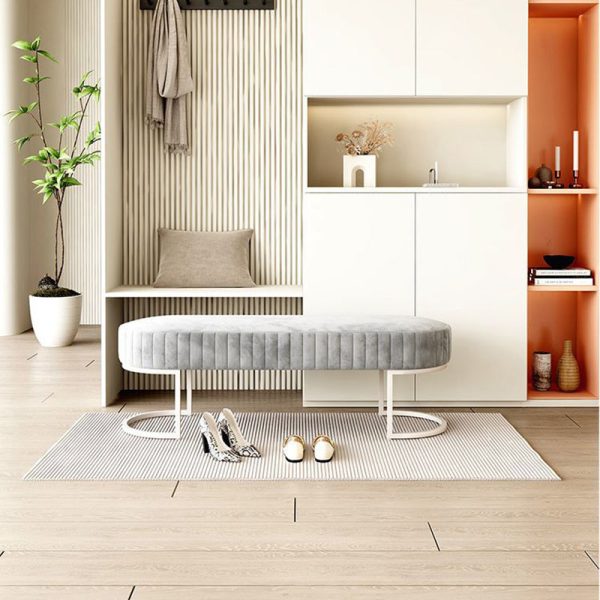 Contemporary Nordic Rectangle Flannelette Iron Backless Armless Bench For Entryways