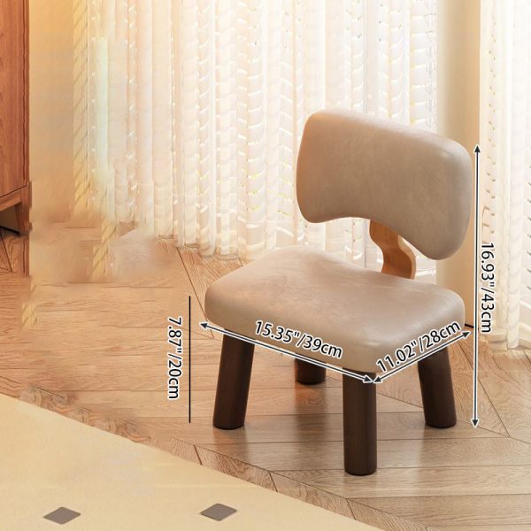 Contemporary Nordic Square Leather Solid Wood Low Stool Backrest Armless For Entertainment Room - Image 4
