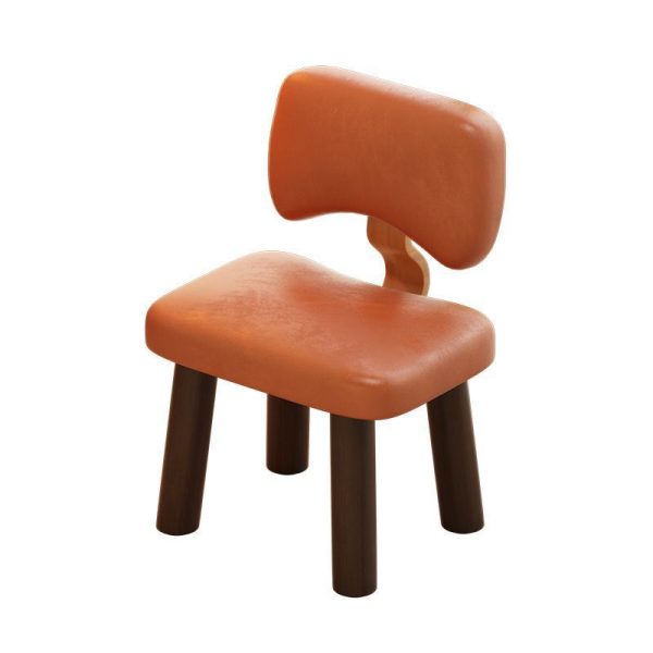 Contemporary Nordic Square Leather Solid Wood Low Stool Backrest Armless For Entertainment Room - Image 13
