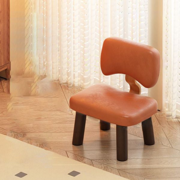 Contemporary Nordic Square Leather Solid Wood Low Stool Backrest Armless For Entertainment Room - Image 7