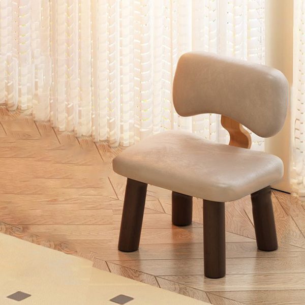 Contemporary Nordic Square Leather Solid Wood Low Stool Backrest Armless For Entertainment Room - Image 9
