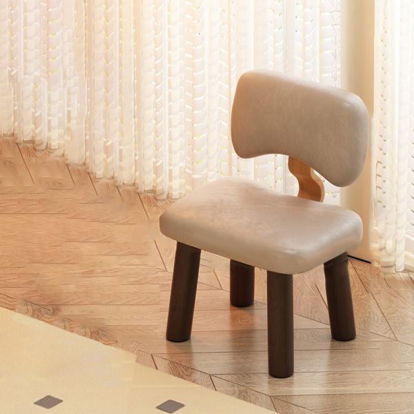 Contemporary Nordic Square Leather Solid Wood Low Stool Backrest Armless For Entertainment Room - Image 10