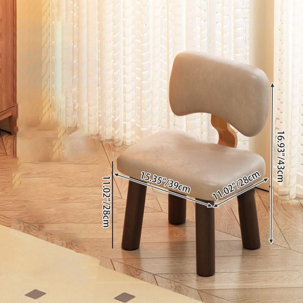Contemporary Nordic Square Leather Solid Wood Low Stool Backrest Armless For Entertainment Room - Image 5