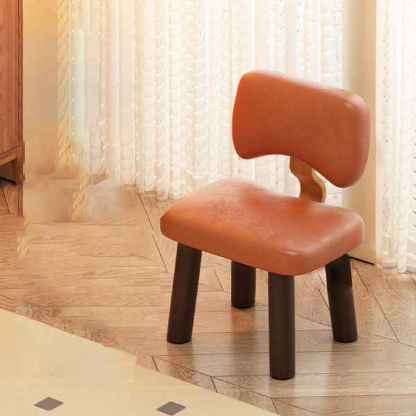 Contemporary Nordic Square Leather Solid Wood Low Stool Backrest Armless For Entertainment Room - Image 8