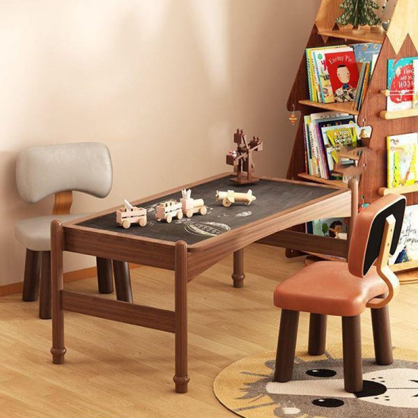 Contemporary Nordic Square Leather Solid Wood Low Stool Backrest Armless For Entertainment Room - Image 3