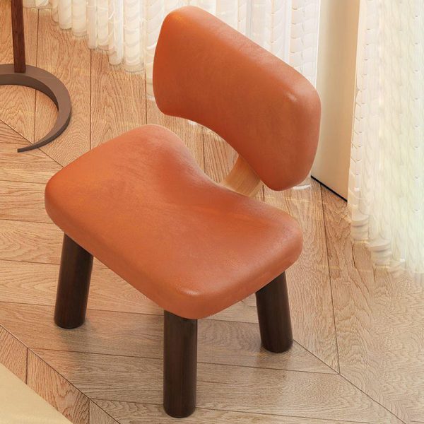 Contemporary Nordic Square Leather Solid Wood Low Stool Backrest Armless For Entertainment Room - Image 11