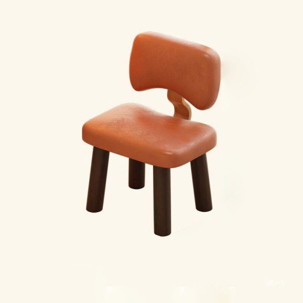 Contemporary Nordic Square Leather Solid Wood Low Stool Backrest Armless For Entertainment Room - Image 12