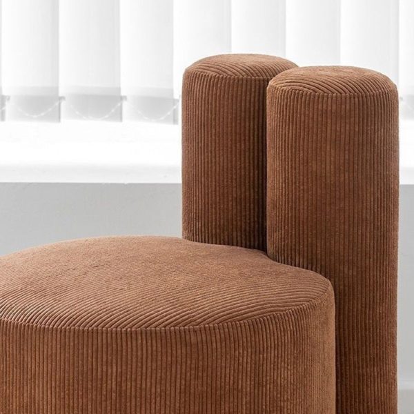 Contemporary Nordic Rabbit Ears Cylinder Corduroy Solid Wood Vanity Stool Backrest Armless For Bedroom - Image 10