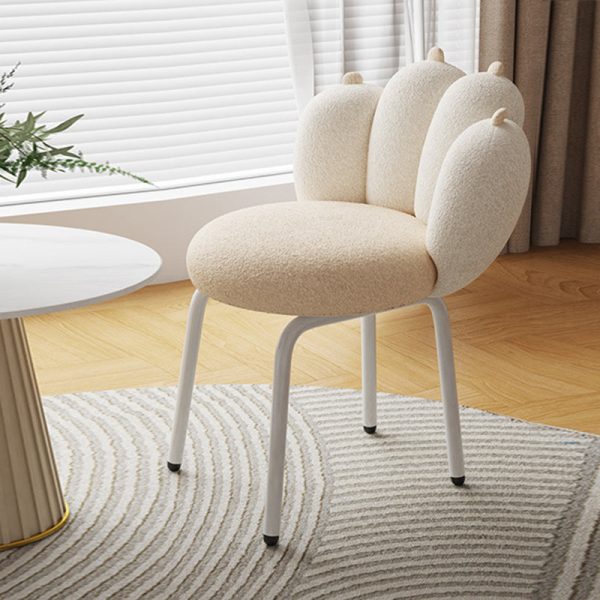 Contemporary Nordic Bear Paw Swivel Lambswool Carbon Steel Vanity Stool Backrest Armless For Bedroom - Image 2
