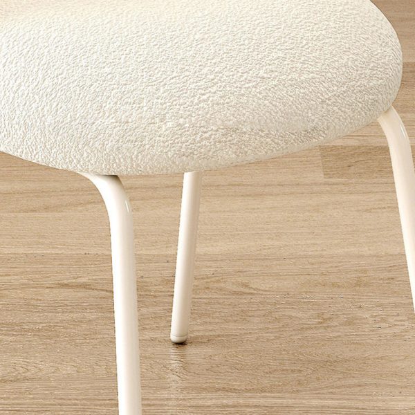 Contemporary Nordic Bear Paw Swivel Lambswool Carbon Steel Vanity Stool Backrest Armless For Bedroom - Image 6