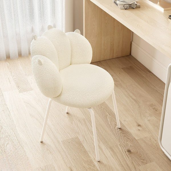 Contemporary Nordic Bear Paw Swivel Lambswool Carbon Steel Vanity Stool Backrest Armless For Bedroom - Image 10