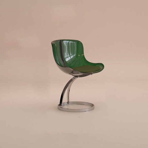 Contemporary Nordic Arc Lambswool PC Carbon Steel Sponge Dining Chair Backrest Armless For Dining Room - Image 25