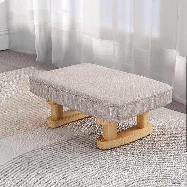 Contemporary Nordic Square Anti-slip Cotton Linen Solid Wood Footstool Backless Armless For Entryways - Image 8