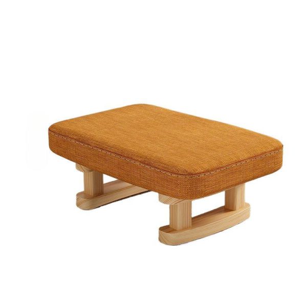 Contemporary Nordic Square Anti-slip Cotton Linen Solid Wood Footstool Backless Armless For Entryways - Image 12