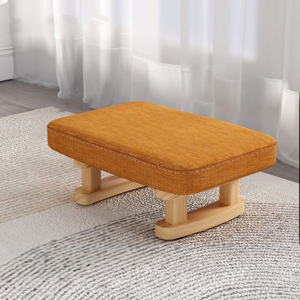Contemporary Nordic Square Anti-slip Cotton Linen Solid Wood Footstool Backless Armless For Entryways - Image 2