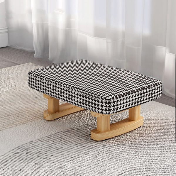 Contemporary Nordic Square Anti-slip Cotton Linen Solid Wood Footstool Backless Armless For Entryways - Image 3