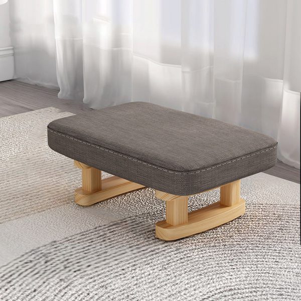 Contemporary Nordic Square Anti-slip Cotton Linen Solid Wood Footstool Backless Armless For Entryways - Image 10
