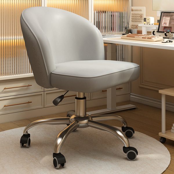 Contemporary Nordic Leather Aluminum Alloy Plastic Swivel Desk Chair Backrest Armless For Study - Image 21