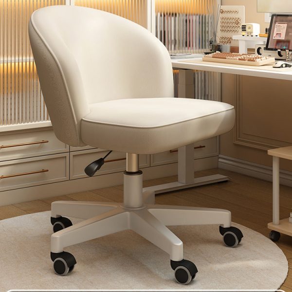 Contemporary Nordic Leather Aluminum Alloy Plastic Swivel Desk Chair Backrest Armless For Study - Image 8