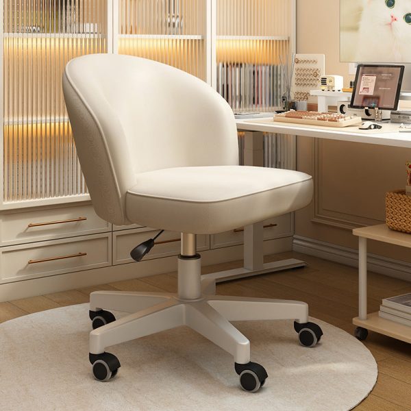 Contemporary Nordic Leather Aluminum Alloy Plastic Swivel Desk Chair Backrest Armless For Study