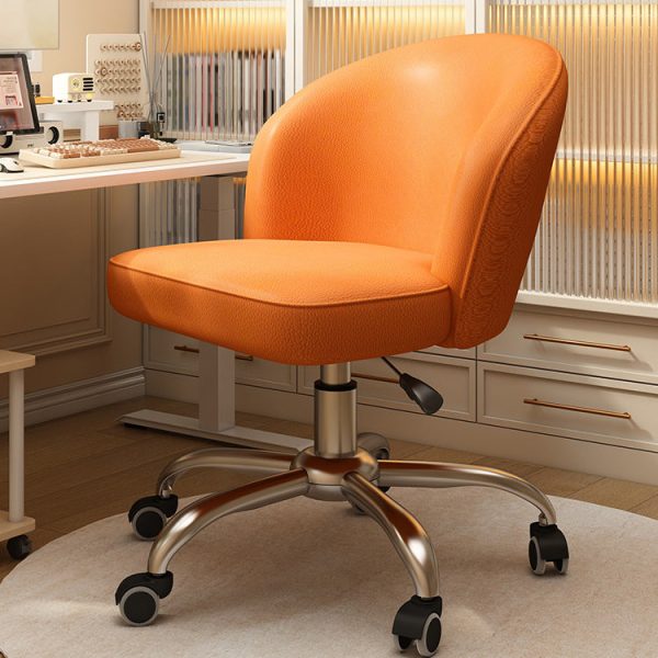 Contemporary Nordic Leather Aluminum Alloy Plastic Swivel Desk Chair Backrest Armless For Study - Image 20