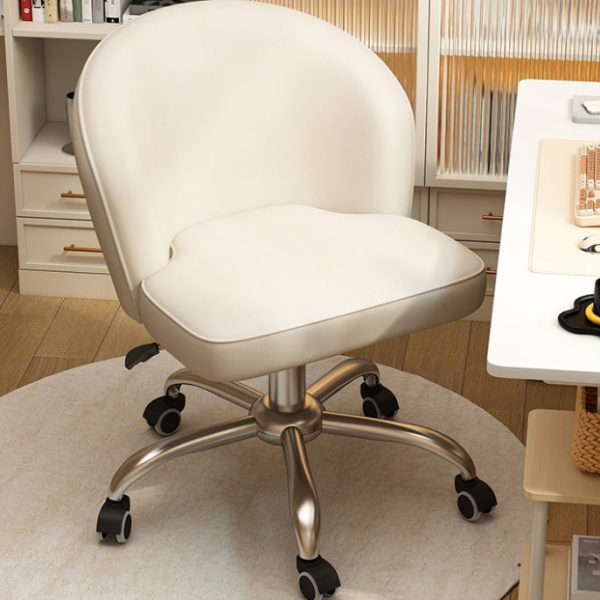 Contemporary Nordic Leather Aluminum Alloy Plastic Swivel Desk Chair Backrest Armless For Study - Image 17