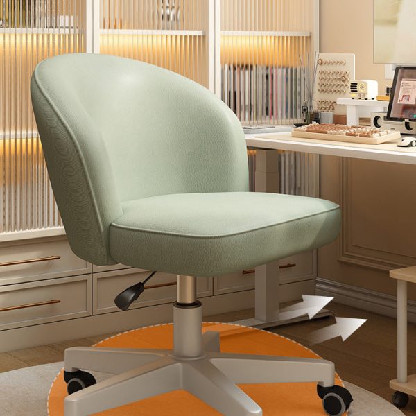 Contemporary Nordic Leather Aluminum Alloy Plastic Swivel Desk Chair Backrest Armless For Study - Image 11