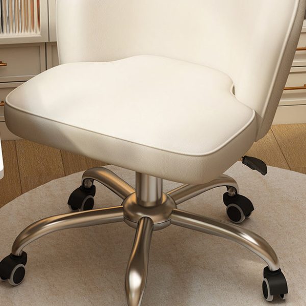 Contemporary Nordic Leather Aluminum Alloy Plastic Swivel Desk Chair Backrest Armless For Study - Image 5