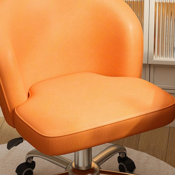 Contemporary Nordic Leather Aluminum Alloy Plastic Swivel Desk Chair Backrest Armless For Study - Image 6