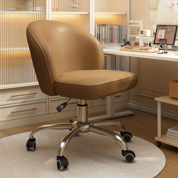 Contemporary Nordic Leather Aluminum Alloy Plastic Swivel Desk Chair Backrest Armless For Study - Image 22
