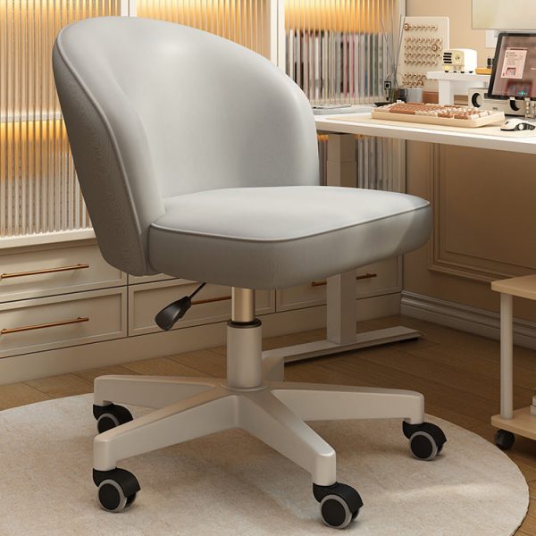 Contemporary Nordic Leather Aluminum Alloy Plastic Swivel Desk Chair Backrest Armless For Study - Image 14