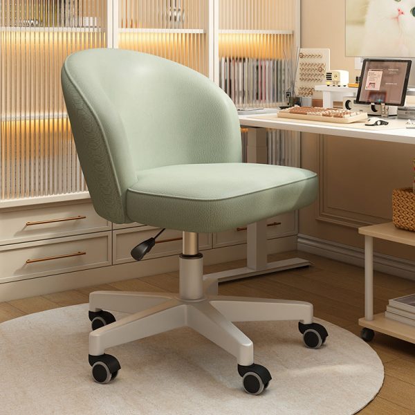 Contemporary Nordic Leather Aluminum Alloy Plastic Swivel Desk Chair Backrest Armless For Study - Image 10