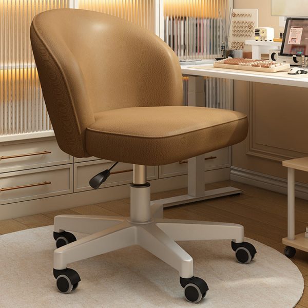 Contemporary Nordic Leather Aluminum Alloy Plastic Swivel Desk Chair Backrest Armless For Study - Image 12