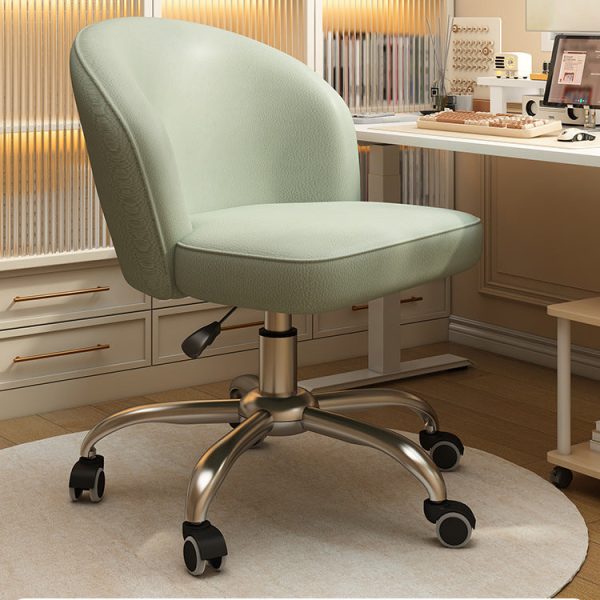Contemporary Nordic Leather Aluminum Alloy Plastic Swivel Desk Chair Backrest Armless For Study - Image 3