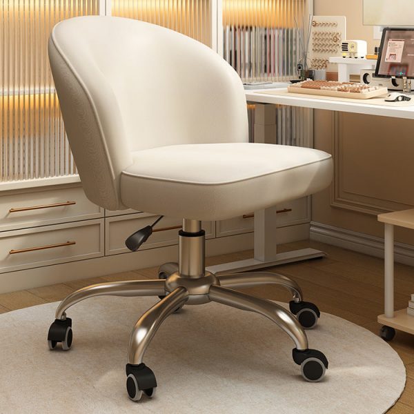 Contemporary Nordic Leather Aluminum Alloy Plastic Swivel Desk Chair Backrest Armless For Study - Image 16