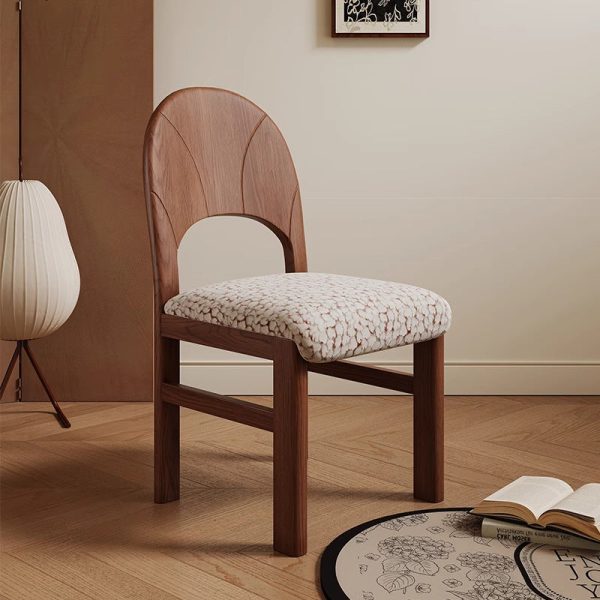Traditional French Arc Square Jacquard Ash Dining Chair Backrest Armless For Dining Room