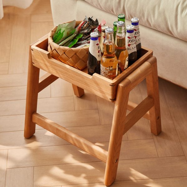 Traditional Japanese Square Cherry Wood Stackable Storage Dining Chair Backless Armless For Dining Room - Image 11