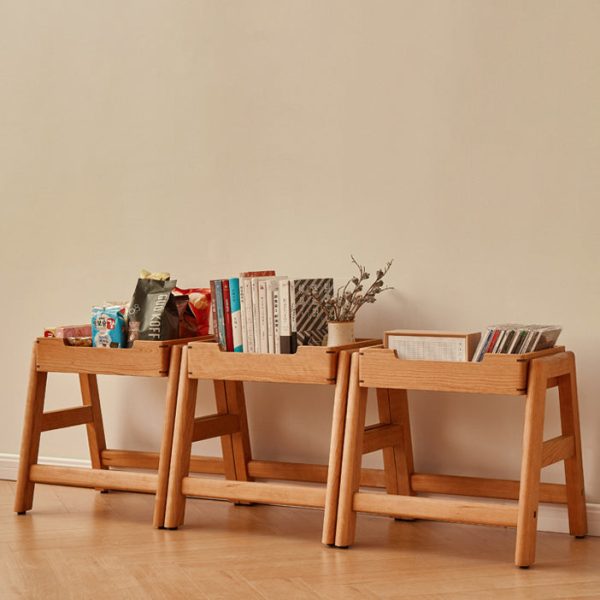 Traditional Japanese Square Cherry Wood Stackable Storage Dining Chair Backless Armless For Dining Room - Image 20