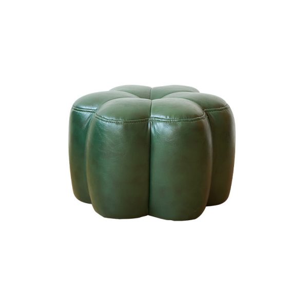 Contemporary Retro Flower Cube Cotton Linen Leather Pine Wheels Footstool Backless Armless For Living Room - Image 21