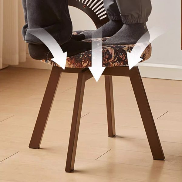 Traditional French Shell Round Cotton Linen Solid Wood Swivel Dining Chair Backrest Armless For Dining Room - Image 10
