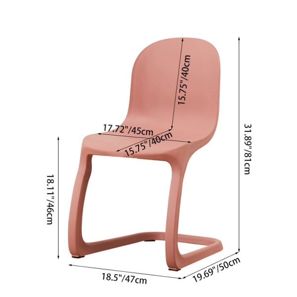 Contemporary Nordic Arc Geometry Macarons Full PP Dining Chair Backrest Armless For Dining Room - Image 5