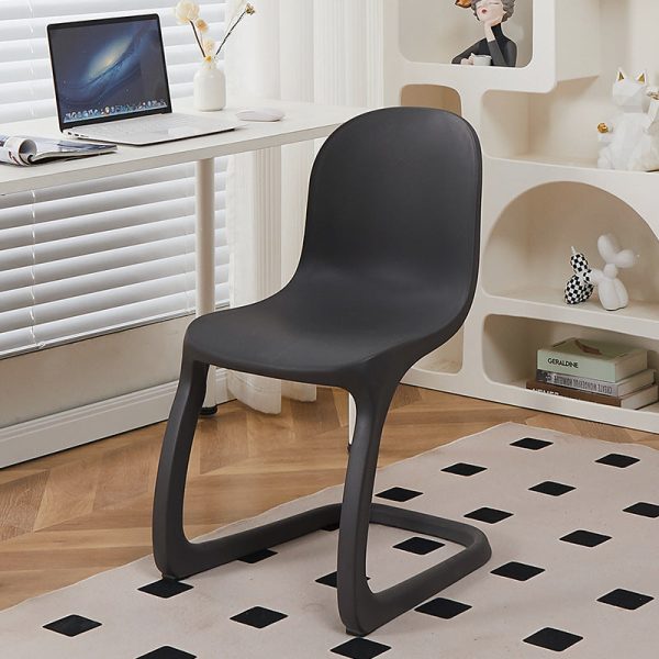 Contemporary Nordic Arc Geometry Macarons Full PP Dining Chair Backrest Armless For Dining Room - Image 14