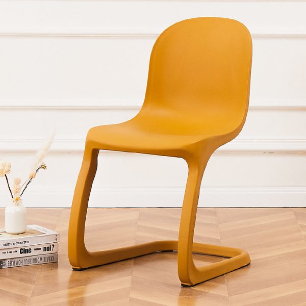 Contemporary Nordic Arc Geometry Macarons Full PP Dining Chair Backrest Armless For Dining Room - Image 15