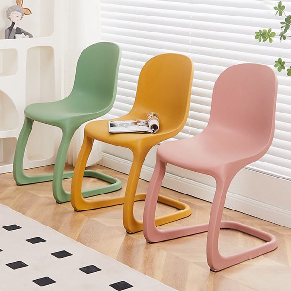 Contemporary Nordic Arc Geometry Macarons Full PP Dining Chair Backrest Armless For Dining Room - Image 13