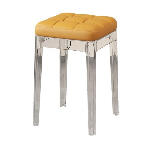 Contemporary Nordic Transparent Square PU PET Dining Chair Backless Armless For Dining Room - Image 15
