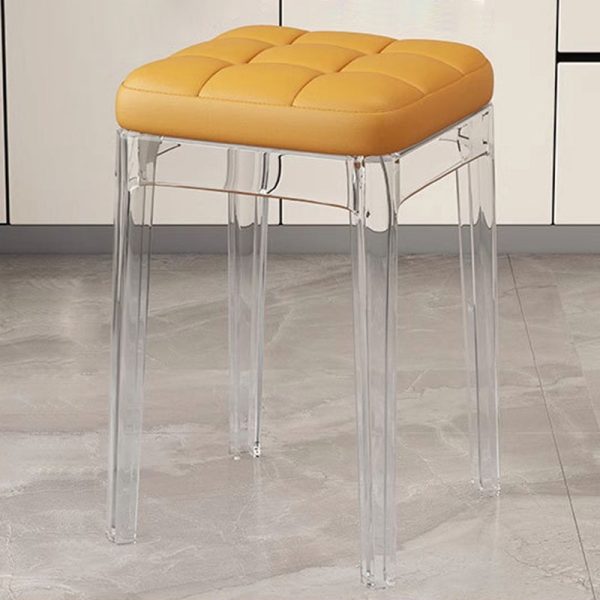 Contemporary Nordic Transparent Square PU PET Dining Chair Backless Armless For Dining Room - Image 10