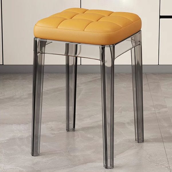 Contemporary Nordic Transparent Square PU PET Dining Chair Backless Armless For Dining Room - Image 12