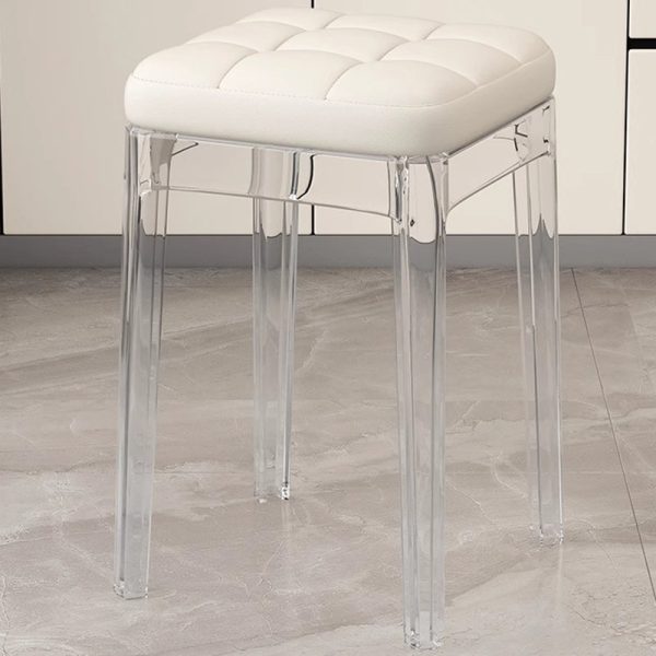 Contemporary Nordic Transparent Square PU PET Dining Chair Backless Armless For Dining Room - Image 14