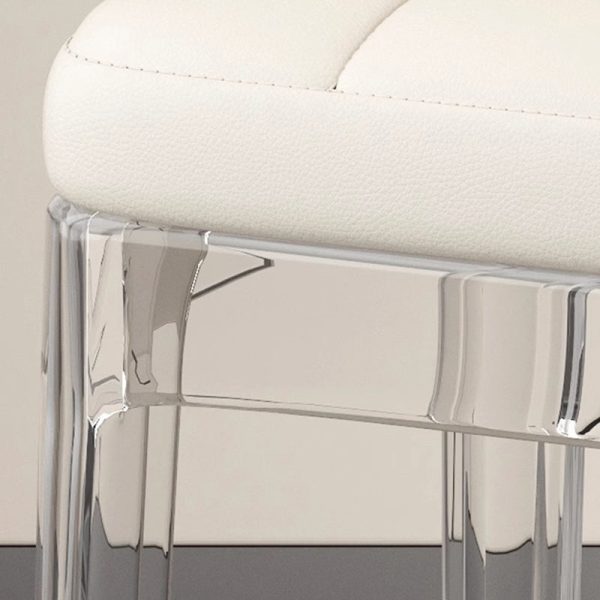 Contemporary Nordic Transparent Square PU PET Dining Chair Backless Armless For Dining Room - Image 5