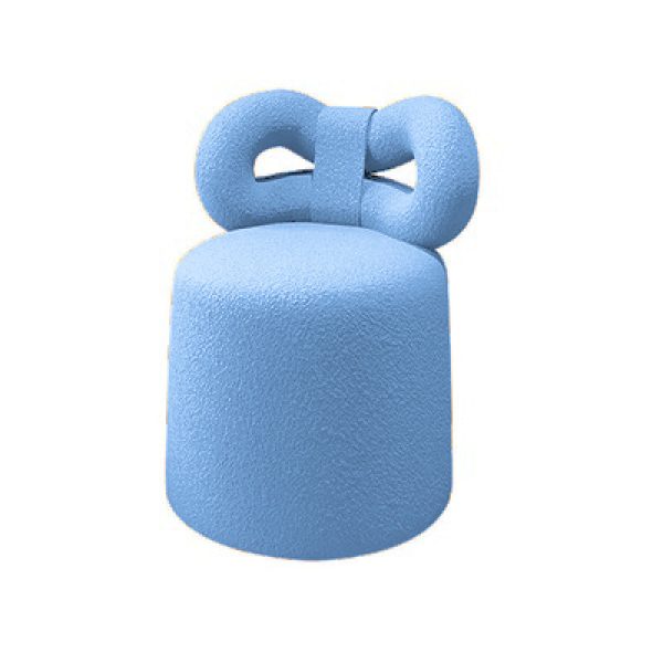 Contemporary Nordic Cream Bow Cylinder Lambswool Solid Wood Vanity Stool Backrest Armless For Bedroom - Image 17
